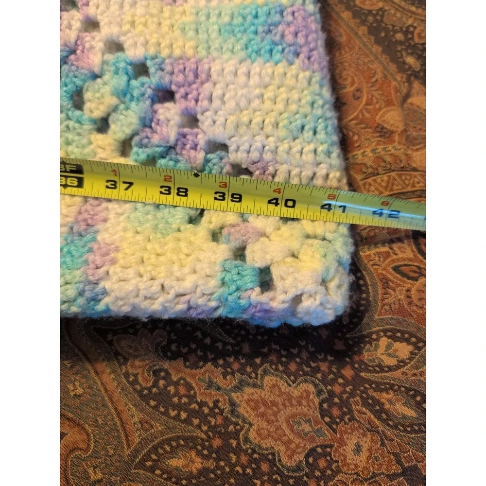 Handmade Crochet Full Spread Lavender Turquoise Yellow Sz 82